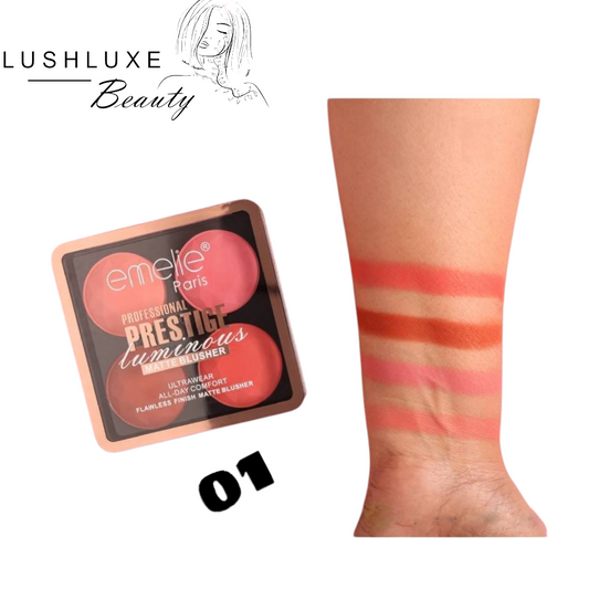 Emelie Paris Professional Prestige Luminous Flawless Finish Matte Blusher 4in1 Blush On Palette